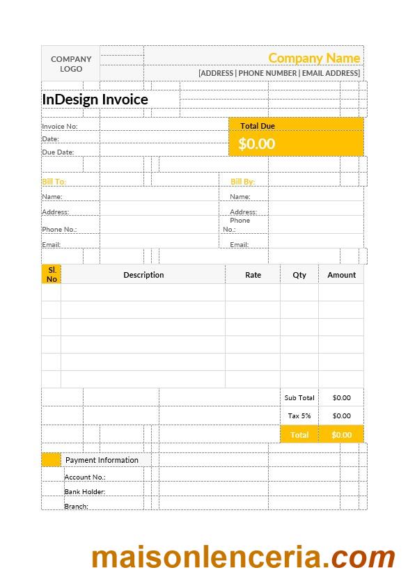 Szablon faktury Indesign w formatach Word i PDF